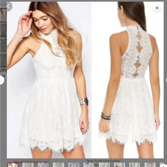 Free People NWT Verushka Ivory Lace Mini Cocktail Dress Size 6 - Picture 1 of 9
